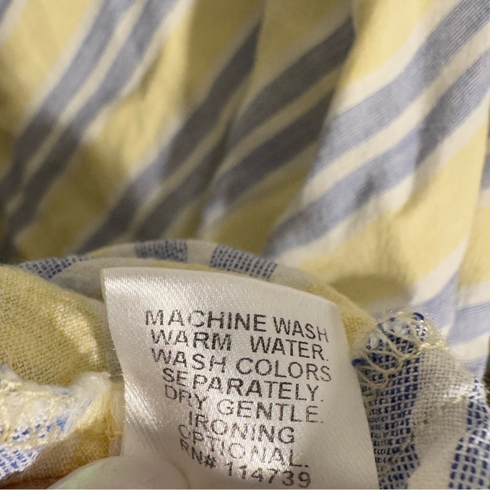 Flax Adjustable Spaghetti Strap Striped Linen Ble… - image 7